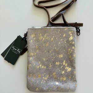NWT Myra Bag Style Redefined Crossbody | Gold Speckled Hair-On Hide | 8” x 6”
